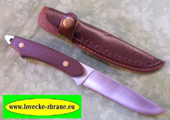 Obrázek pro Lovecký nůž s pevnou čepelí + kožené pouzdro-celková délka 19,5 cm