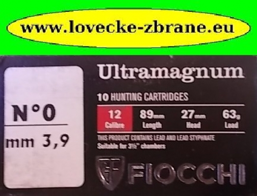 Obrázek pro Náboj 12/89/3,9-63g Ultramagnum Fiocchi