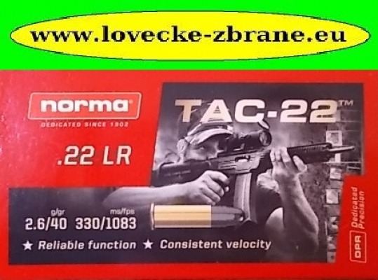 Obrázek pro Náboj 22 LR Norma TAC-22 40 grs.