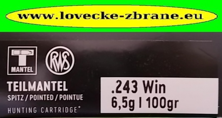 Obrázek pro Náboj 243Win. RWS Teilmantel 6,5g/100gr