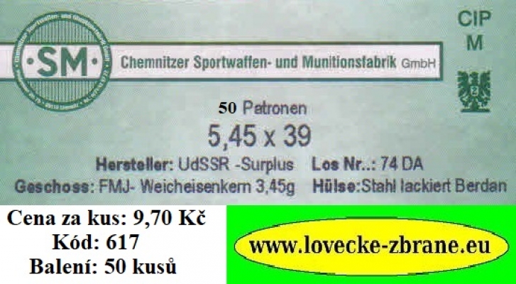 Obrázek pro Náboj 5,45x39 FMJ 3,45g SM, po 50 v balení