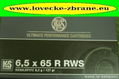 Obrázek pro Náboj 6,5x65R RWS KS Kegel spitz 8,2 g