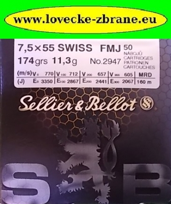 Obrázek pro Náboj 7,5x55 Swiss Sellier & Bellot FMJ 11,3g po 50 kusech