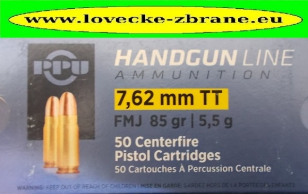 Obrázek pro Náboj 7,62x25 Tokarev PPU-FMJ 85gr./5,5g.