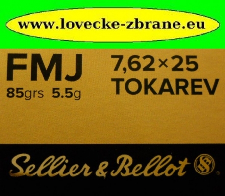 Obrázek pro Náboj 7,62x25 Tokarev S&B 5,5g FMJ