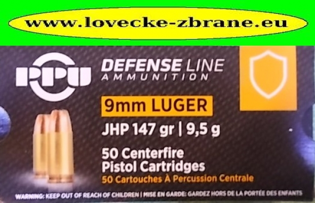 Obrázek pro Náboj 9mm Luger PPU-JHP 9,5g/147gr-s expanzní dutinou-A1