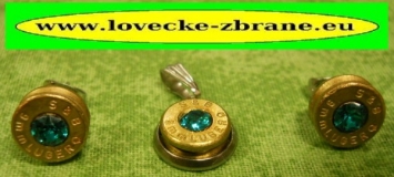 Obrázek pro Sada naušnice-přívešek-náboj-9mm Luger