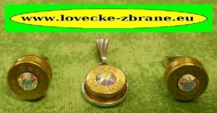 Obrázek pro Sada naušnice-přívešek-náboj-9mm Luger-P