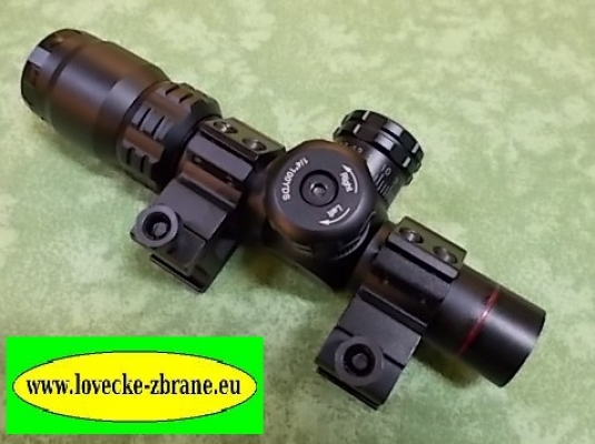 Obrázek pro Taktický puškohled 2-7x20 krátký-kříž : MIL-dot. S možností vynulování rektifikačních šroubů