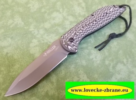 Obrázek pro Zavírací nůž-Haller-čepel s pojistkou, klipsna na opasek, střenka: MICARTA, celková délka: 22,4 cm